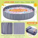 72"x 12" Extra Large Kids Baby Ball Pool, Jumbo Ball Toddlers Game Activity Pit, Hold Over 2000 Balls, Round Folding Portable Play Pit Indoor and Outdoor, Balls Not Include(Grey)