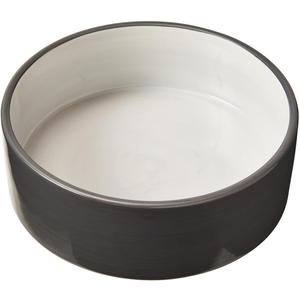 SPOT Two Tone Gray Dog Dish - Round Ceramic Food/Water Bowl for Pets, Stoneware Dish with High Walls, Ideal for Medium Dogs, Reptiles & Other Pets, Dishwasher Safe - 7in, 5 Cups (40oz)