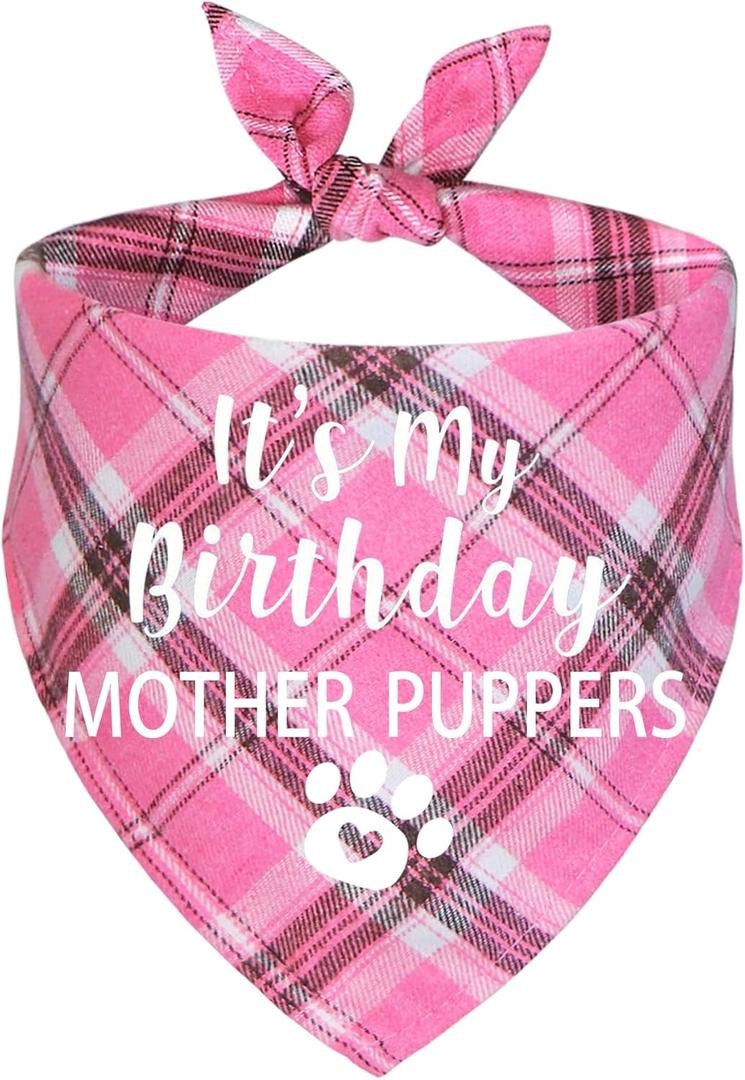 STMK Dog Birthday Bandana, It' s My Birthday Mother Puppers Multi Sizes Dog Birthday Girl Bandana for Small Medium Large Dogs Cats Pets (Pink, Small)