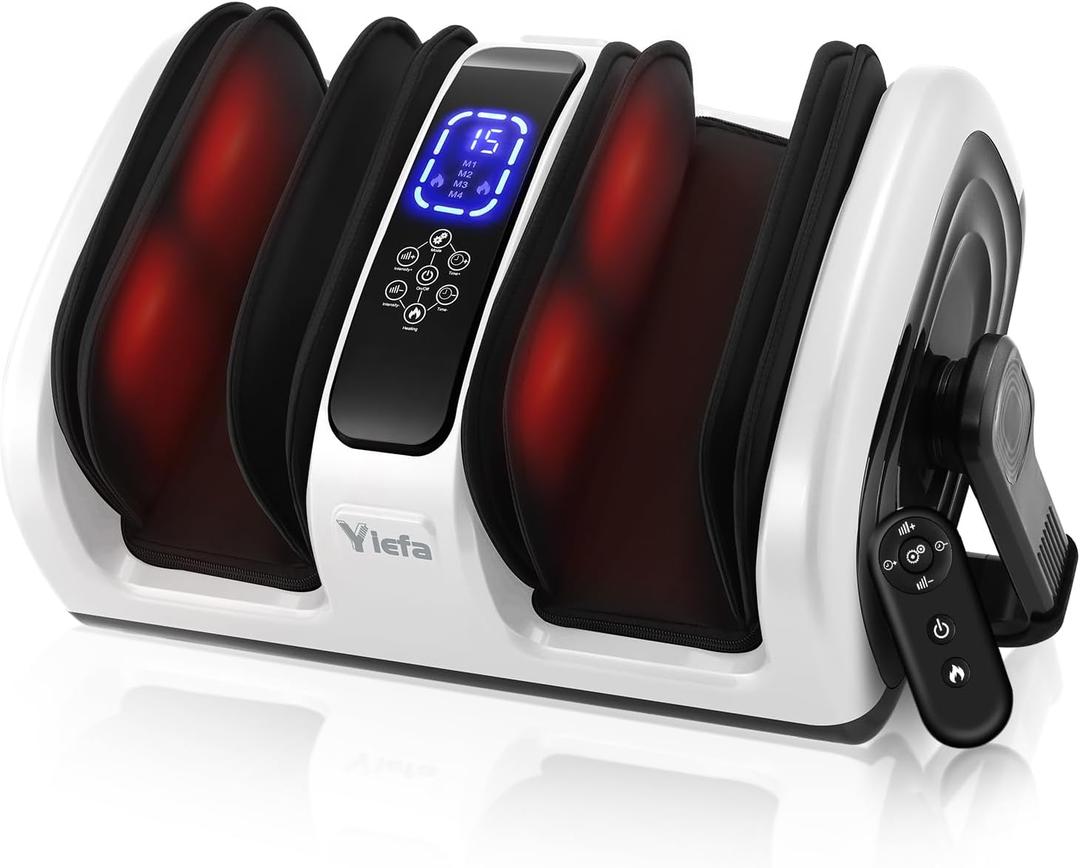 Shiatsu Foot Massager with Heat, Feet Massager for Neuropathy, Plantar Fasciitis and Pain Relief, Deep Kneading and Rolling Massage for Feet/Calf/Leg/Ankle,Gifts for Women Men (White)