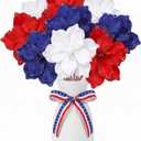 9 Pcs Red White Blue Poinsettia Flowers 4th of July Memorial Day Patriotic Flowers Artificial 250th Anniversary Christmas Tree Picks for Veterans DIY Table Centerpiece Vase Filler Party Decorations