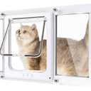 Cat Door for Window,3Min No-Damage Quick Install, Fits 35"-41" Width Windows, No Drilling Required Cat Window Door Insert, Aluminum Frame Pet Door for Window, 4 Lock Modes to Control Pet Access