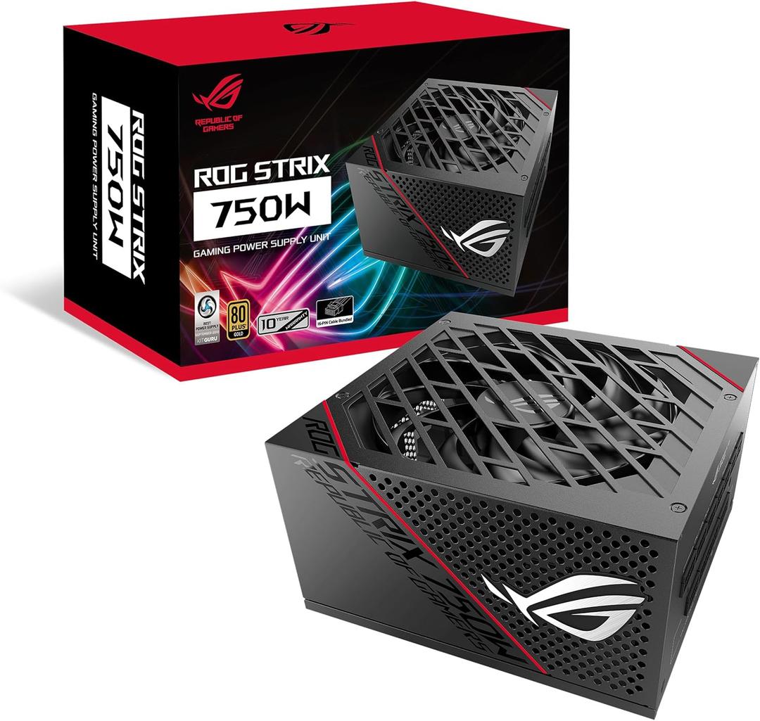 ASUS ROG Strix 750 Fully Modular 80 Plus Gold 750W ATX Power Supply with 0dB Axial Tech Fan