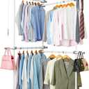 Double Clothing Rack, Adjustable Racks for Hanging Clothes, 2 Tier Clothes Heavy Duty Garment White Closet Freestanding System