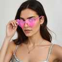 14 Pairs Pink Heart Sunglasses, Heart Shaped Sunglasses for Women, Candy Color Frameless Love Glasses, Funny Transparent Rimless Glasses for Party
