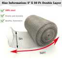 Stainless Steel Mesh Fabric 5" x 50 Ft Double Layer Hole Filler, Flexible Stretchy Hardware Cloth Fill Fabric DIY Kit