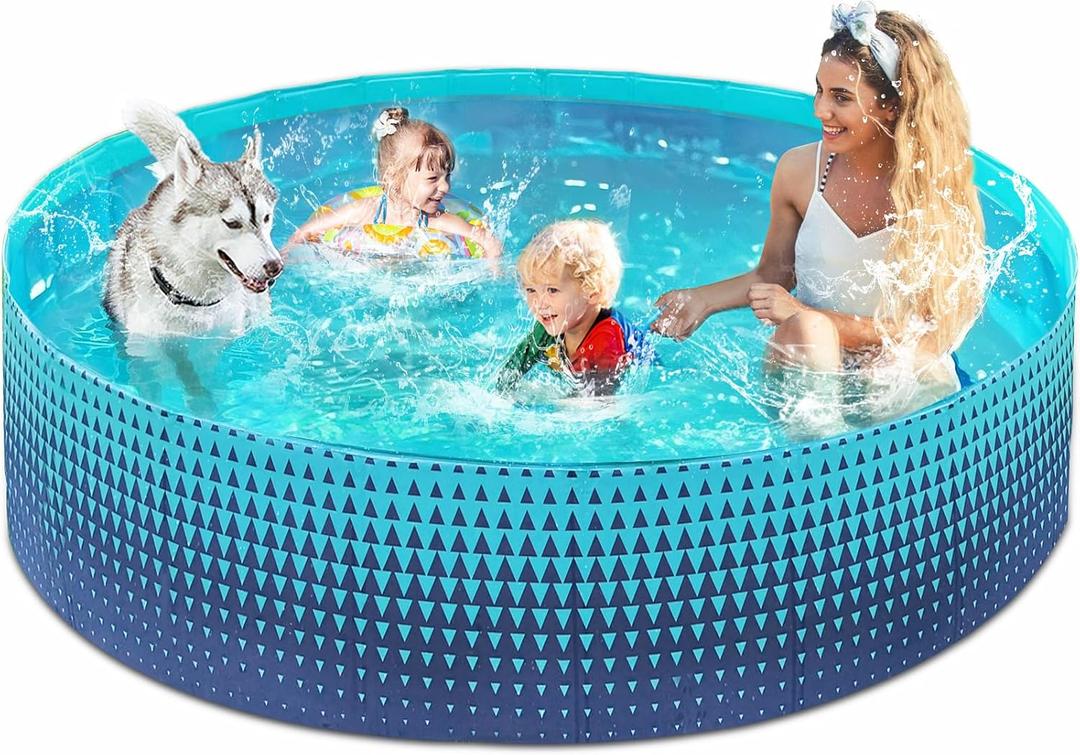 Jasonwell Foldable Dog Kiddie Pool - Hard Plastic Kids Paddling Pool Toddler Baby Swimming Pools for Backyard Collapsible Whelping Box Pet Doggie Cats Wading Pools Bathtub for Puppy Large Dogs 87In (Green)