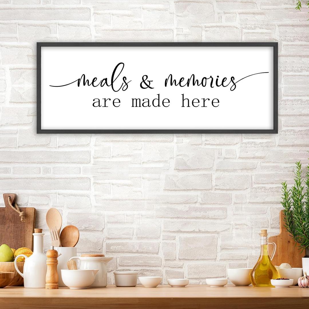 YWJKWLGS Kitchen Signs Wall Decor Art Meals and Memories Are Made Here Sign, 32"L x 12"W