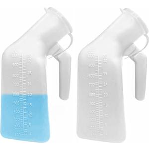 Thick Firm Male Urinal Urine Bottle with Lid 32oz./1000mL (White)pack of 2,