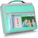 Ndsox Zipper Binder 3 Ring with Handle, 2 Inch O-Ring Document Organizer Middle School Binder with Zipper for Students, 5-Tab Expanding File Folder & 2 Mesh Pouches, DIY Clear Front Pocket, Mint Green