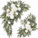 Wedding Sign Faux Flower Swag (Pack of 2) for Ceremony Party Reception Entrance Floral Decor Wall Easel Stand for Wedding Poster Welcome Sign (Natural White)