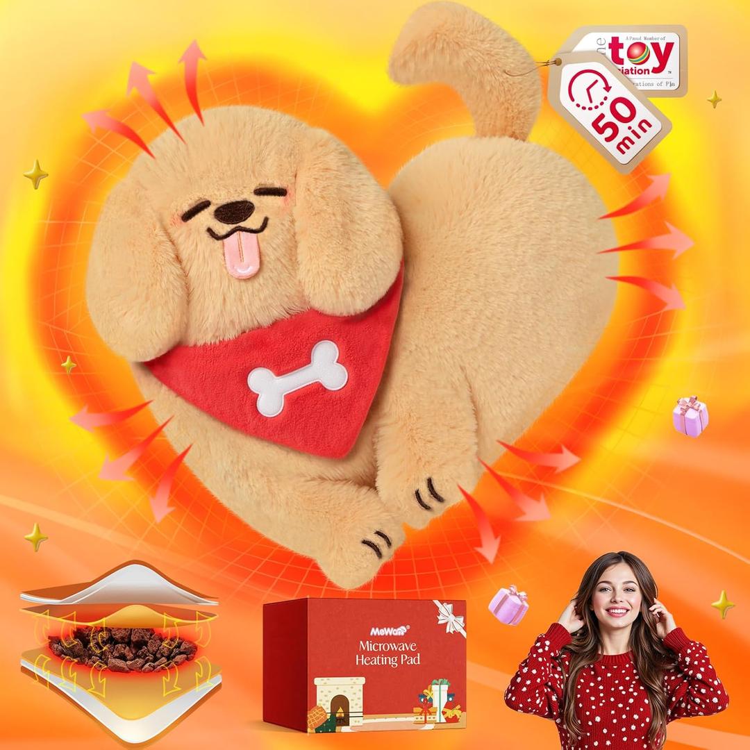 Lovely Corgi Plush Microwavable Stuffed Animals, Unscented 0.9 lbs Volcanic Rock Heatable Heating Pad 50-Minute Lasting Warmth Perfect for Period Cramps Menstruation Stress Relief Gifts Girls Women