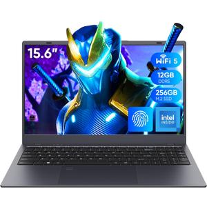 Coolby 15.6inch Laptop, 12GB RAM/256GB SSD, 1920x1080 IPS Display, Intel N95(Beats N5095) Quad Core Laptop Computer, Support Fingerprint, WiFi 5, BT