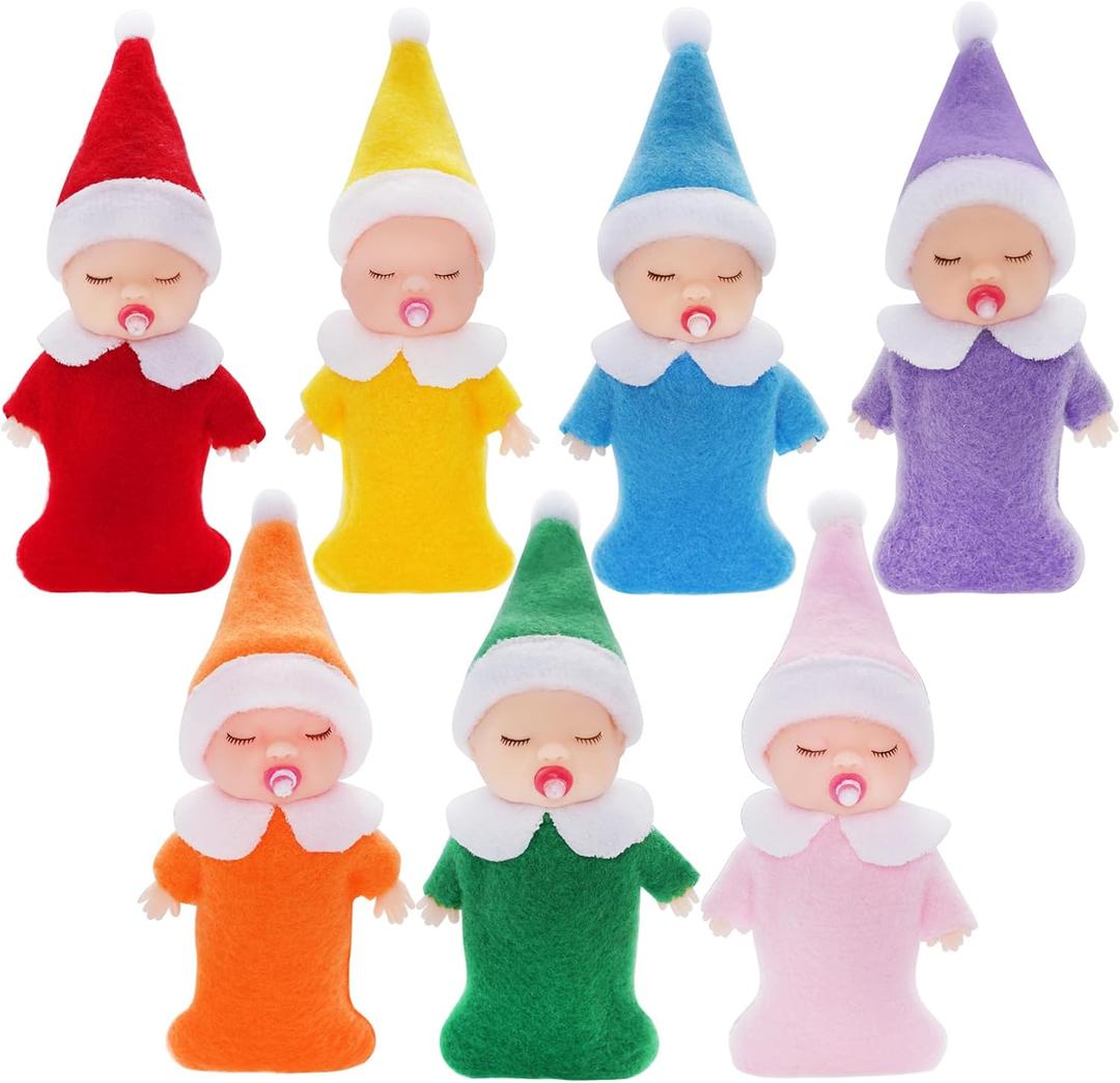 7Pcs Colorful Christmas Sucking Pacifier Baby Elf Doll - Baby Boy & Girl Little Elf Dolls - Xmas Decorations Kids Toys Pregnant Mothers Gift - Baby Advent Calendar Christmas Stocking