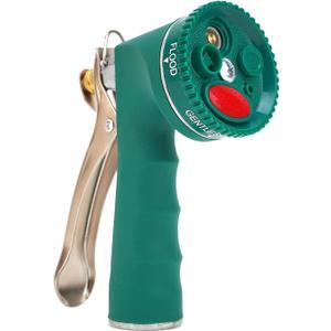 Garden Hose Nozzle, Heavy Duty Metal Spray Nozzle with Tie Rods Made of Brass, High Pressure Hose Nozzle with Non-Slip Grip Handle for Watering Garden, Washing Cars and Showering Pets