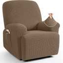 TAOCOCO Recliner Cover 4-Pieces, Recliner Stretch Sofa Slipcover, Recliner Cover 1 Seat, Couch Protector Soft, Furniture Protector Covers with Elastic,Chair Covers Jacquard Pattern (Khaki)