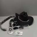 Cowboy Hat for Women Men with Sparkly Stars Brim & Rhinestone Belt and Heart Sunglasses Bandana Cowboy Hat Earrings (Black)