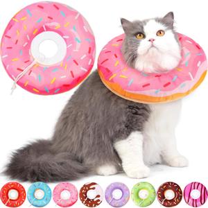 Cat Cone Collar Soft, Cat Recovery Collar for Wound Healing Cute Donut Adjustable Kittens Cones to Stop Licking Comfortable Lightweight Neck Elizabethan Collars for Cats Kittens After Surgery (Large)