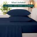 NON Sticky cotton 4 Piece Full Extra Deep Pocket Sheet Set, 100% Egyptian Cotton, Soft and Breathable Bedding Sheets, Fits 18" to 24" High Mattress, 54" x 75", Navy Blue Solid