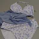 Milumia Girl's 3 Piece Bikni Set Ditsy Floral Halter Swimsuit with Cover Up Skirts 12Y