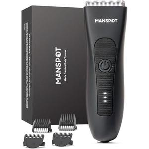 MANSPOT Manscape Groin & Body Hair Trimmer for Men, Electric Ball Pubic Trimmer Shaver, Manscape Kit with 4 Guard, Replaceable Ceramic Blade Heads, Waterproof Wet/Dry Shaver,90 Minutes Shaving