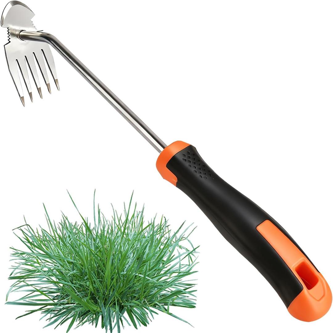 Weed Puller Tool2025 Newly Weeder Stainless Steel Hand Weed Puller,Portable 5 Teeth Weed Remover Tool Weeding Tools for Gardening Vegetable Backyard Farm Planting & Uprooting (Rubber Handle)