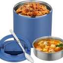 40oz Insulated Food Jar-Say Goodbye to Spills&Cold Meals| QuickLift Airtight Leak-Proof Lid Thermo for Hot Food, Wide Mouth Soup Thermos Lunch Box Container Adults| Stainless Steel with Folding Spoon (Blue)