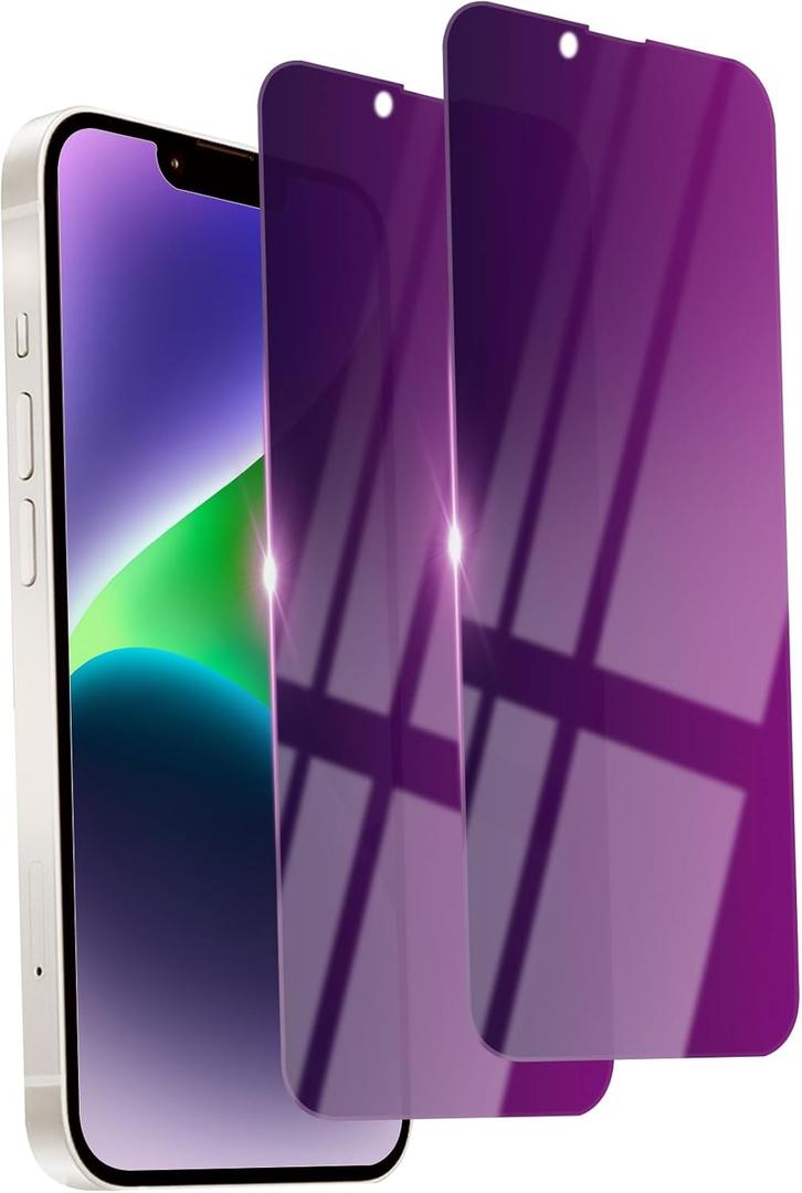 2 Pack Privacy Screen Protector for iPhone 13 Pro Max/14 Plus Tempered Glass 6.7inch Private Saver Anti-Spy Anti-Blue Light Anti-Scratch Full Coverage