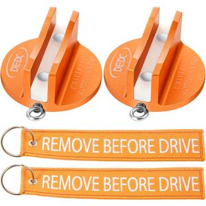 DEDC Universal Aluminum Grooved Magnetic Jack Pad 2 Pcs, Jacking Puck Pinch Weld Frame Rail Adapter with 2 Reminder Streamers, Oil Change Mush Haves, Mechanic Tools in Garage, Gifts for Mechanics (Orange)