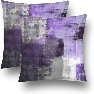 chiinvent Purple Velvet Abstract Pillow Covers Set of 2 Modern Accent Violet Gray Throw Pillow Cover Soft Elegant Decorative Couch Cushion Cover for Bed Living Room Outdoor Sofa Pillowcases 18x18 Inch