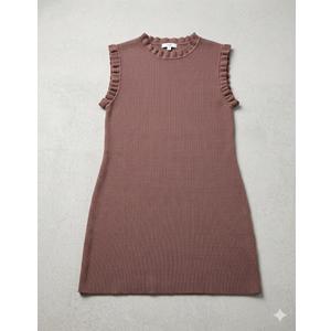 Round Neck Ruffle Sleeveless Top Large