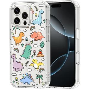 MOSNOVO Case for iPhone 16 Pro Max, [Buffertech 6.6ft Military-Grade Drop Protection] [Anti Peel Off Tech] Clear TPU Bumper Phone Case Cover Design - Dinosaur Land