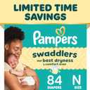 Pampers Swaddlers Diapers, Size 0 (up to 10 lbs), 84 Count, Absorbent, Keeps Baby Dry and Comfortable, Skin Safe Disposable Baby Diaper  (Newborn)