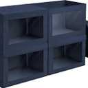 Foldable Storage Boxes with Lids - Decorative Storage Boxes with Clear Window, Fabric Storage Baskets for Organizing, Closet Storage for Clothes, Yarn, Home, Navy Blue, Pack of 4
