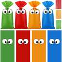 Marspark 100 Pcs Cartoon Monster Theme Bags with Ties 10.8 x 5 Inch Colorful Goodie Gifts for Kids Cellophane Bags Birthday Snack Lover Supplies for Cartoon Party Decorations
