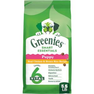 Greenies Smart Essentials Puppy High Protein Dry Dog Food Real Chicken & Brown Rice Recipe, 5.5 lb. Bag (EXP 04/08/26)