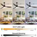 52" Outdoor Ceiling-Fan with Light: Plug-in Waterproof Hanging Fans, App/Remote Control, Reversible 6-Speed Quiet DC Motor, 3CCT, for Patio Porch Pergola