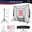 BAGAIL 7x7 ft Extra Large Baseball & Softball Training Net with Batting Tee, Heavy Duty Reinforced Steel Frame, Oversized Hitting Zone for All Levels, Portable Backstop with Carry Bag