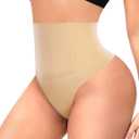 Womens Thong Shapewear Mid to High Waisted Shaper Thong WN0017 (Large, 01#a Beige#lower Belly)