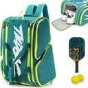Pickleball Bag - Large Paddle Bag for 4 Paddles & Accessories - Fence Hook, Extra Pockets, Shoe Compartment (15.5"L*9.84"W*22"H, Green)