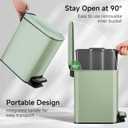 TIPGO Slim Bathroom Trash Can with Lid Soft Close, 6 Liter / 1.6 Gallon Stainless Steel Garbage Can with Removable Inner Bucket, Step Pedal, Small Trash Cans for Bedroom, Office, Kitchen (Green)