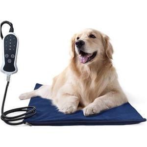 Pet Heating Pad, Electric Dog Cat Heating Pad with 6 Adjustable Temperature & 5 Timers, Indoor Warming Heated Mat Pad with Removable Cover & Chew Resistant Cord (M: 18"x 18")
