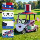 11 Pcs 4th of July Golf Cart Decorations Kit, Patriotic Parade Set with Hat Glasses Beard, Seat Covers, Flags & Bunting, Red White Blue for 250th Anniversary Memorial Day Party Favors, X-Large