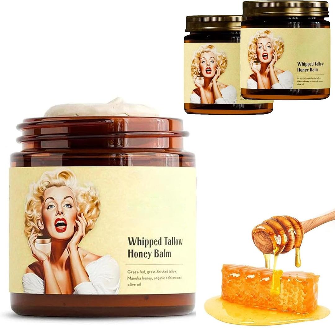 Whipped Beef Tallow and Honey Balm,Tallow Honey Balm,Tallow Face Moisturizer,Grass Fed Grass Finished Face Cream,Hydrates and Nourishes the Skin (2)