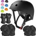 Kids Bike Helmet Set Adjustable Helmet for Ages 3-15 Kids Toddler Boys Girls Youth, Multi-Sport Bicycle Skateboarding Football Rollerskating Scooter Rollerblade Balance Bike Helmets (Small: 18.9''-21.3'' / 3-8 year, black)