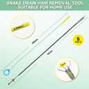 Snake Drain Hair Removal Tool (5 Pcs): 4 x 50-Inch Drain Hair Removers + 63-Inch Shower Drain Snake Blockage Removal Tool, Drain Brushes for Showers, Toilets, Bathroom Sinks and Bathtubs.