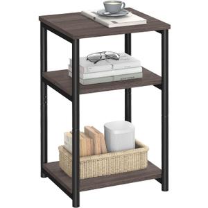 VASAGLE Side Table, Small End Table, Tall Nightstand for Living Room, Bedroom, Office, Bathroom, Chestnut Brown and Classic Black ULET273B74