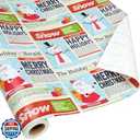 BIOBROWN Vintage Christmas Wrapping Paper Jumbo Roll with Trim Ribbon 30 Inch