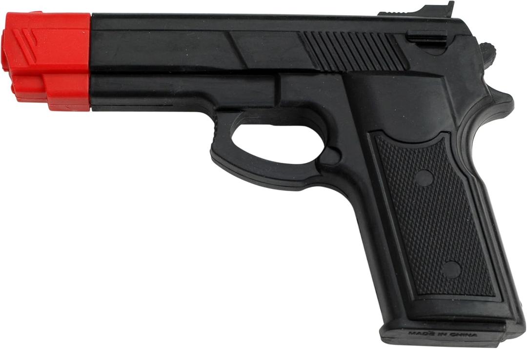 Rubber Training Pistol, 7 Inch, Yellow, Law Enforcement Practice Replica (Black)