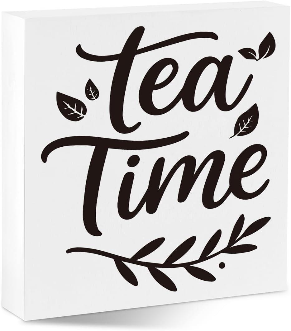 Funny Desk Shelf Decor, Tea Time Wood Sign | Tea Time Sign, Funny Shelf Sign, Home Office Decor, Wood Sign